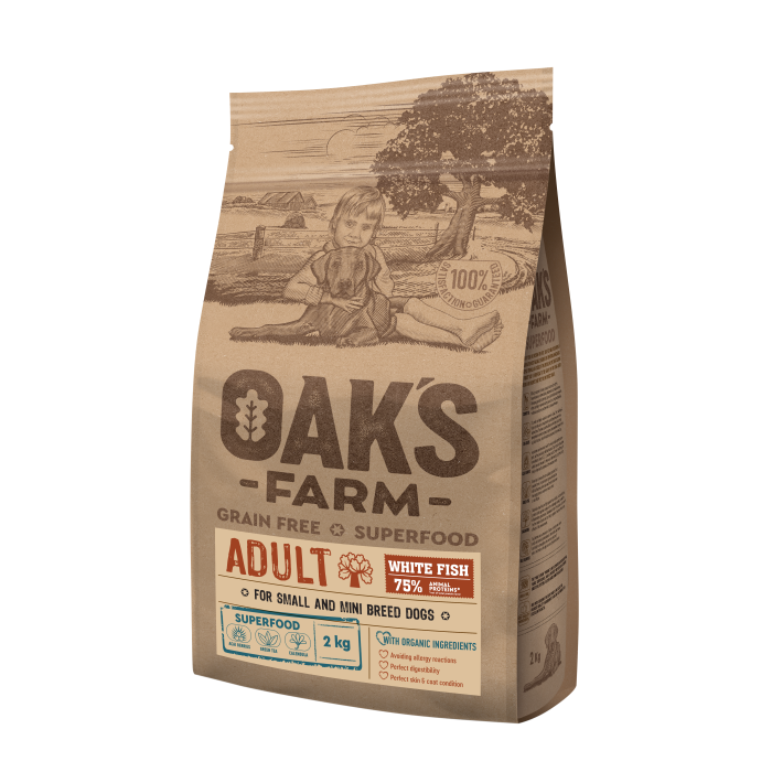 OAK'S FARM Cухой корм для маленьких взрослых собак с рыбой 