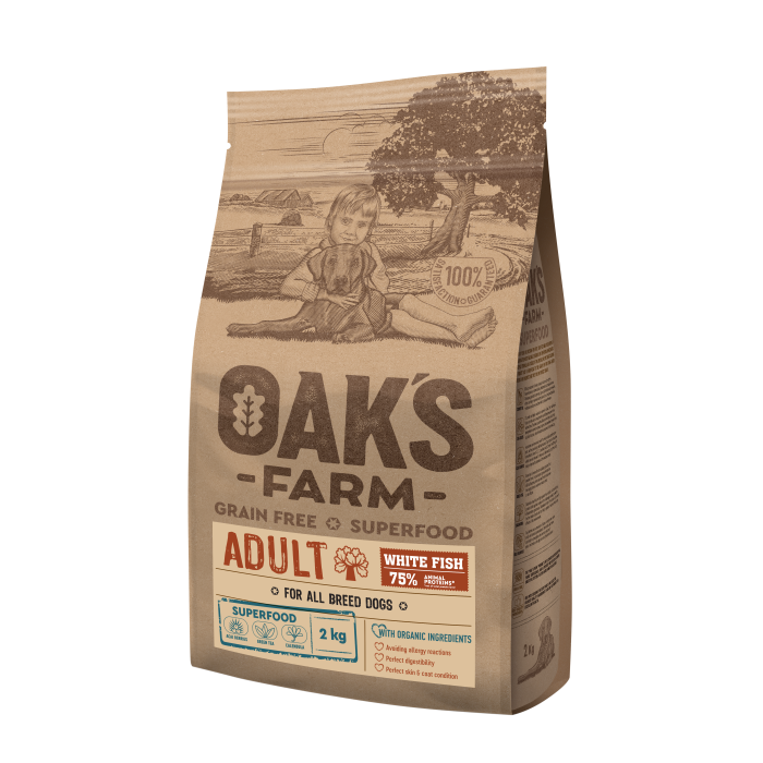 OAK'S FARM Cухой корм для взрослых собак всех пород с рыбой 