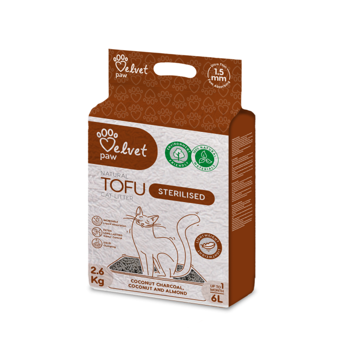 VELVET PAW TOFU kassiliiv steriliseeritud kassidele, 1,5 mm graanulid 