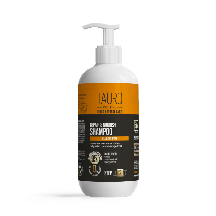 TAURO PRO LINE Ultra Natural Care восстанавливающий питательный шампунь для шерсти и кожи собак и кошек 