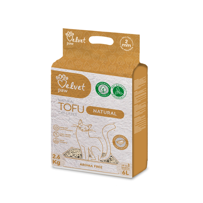 VELVET PAW TOFU наполнитель для кошачьего туалета, натуральный, гранула 2 мм 