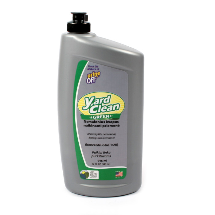 URINE OFF Yard Clean Green 946 мл спрей для удаления запахов мочи домашних животных вне помещении 