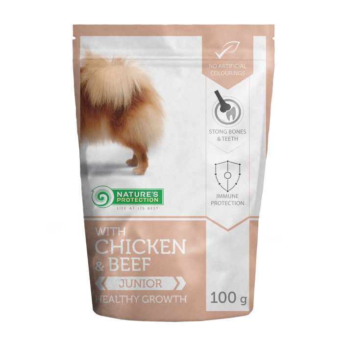 NATURE'S PROTECTION Healthy growth Junior dog With chicken and beef, pakikonservid kana- ja veiselihaga noortele koertele 