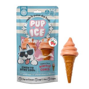 IMAGINELLES Pup Ice пищевые добавки-лакомства, в форме мороженого "Waffle Cones" со вкусом клубник, 110 г, 2 шт.