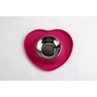 SUPER DESIGN миска для домашних животных, двойная, с силиконовым основанием в форме сердца, розовая розовая, 0,16 л, 22,5x20x4 cм