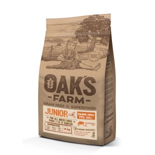 OAK'S FARM teraviljavaba kuivtoit igat tõugu noortele koertele, lõhe ja krilliga 12 kg x 2