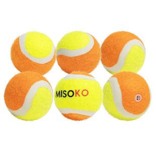 MISOKO Koera mänguasi tennisepallid, 6 tk, 4 cm, kollane/oranž