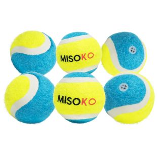 MISOKO Koera mänguasi tennisepallid, heliga, 6 tk, 4 cm, kollane/sinine