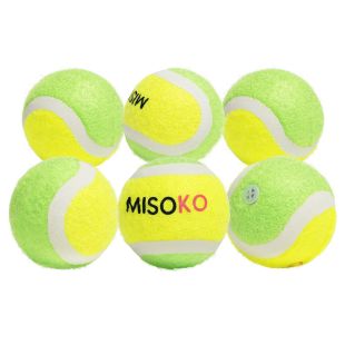 MISOKO Koera mänguasi tennisepallid, heliga, 6 tk, 4 cm, kollane/roheline