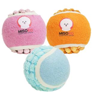 MISOKO Koera mänguasi tennisepallid, 3 tk, 7,5 cm, roosa/lilla, kollane