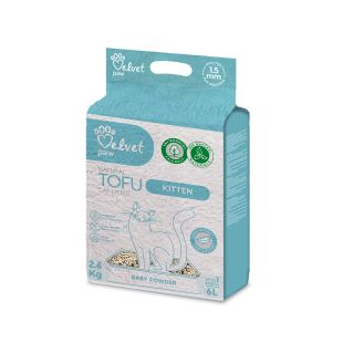 VELVET PAW TOFU наполнитель для котят, гранула 1,5 мм с эссенцией детской присыпки, 2,6 кг / 6 л