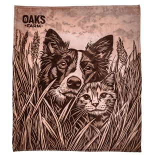 OAK'S FARM мягкий плед, с принтом в виде собачки и кошечки, коричневый 127x152 cм