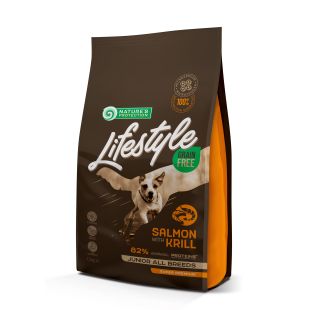 NATURE'S PROTECTION LIFESTYLE teraviljavaba kuivtoit igat tõugu noortele koertele,  lõhe ja krilliga 1.5 kg x 4