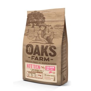 OAK'S FARM Cухой корм для котят с лососем 2 кг