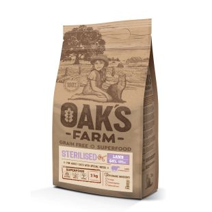 OAK'S FARM Cухой корм для взрослых стерилизованных кошек с бараниной 2 кг