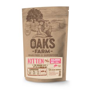 OAK'S FARM Cухой корм для котят с лососем 400 г