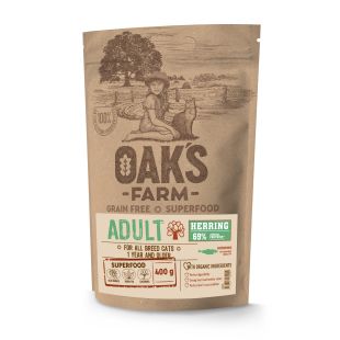 OAK'S FARM Cухой корм для взрослых кошек с селедкой 400 g