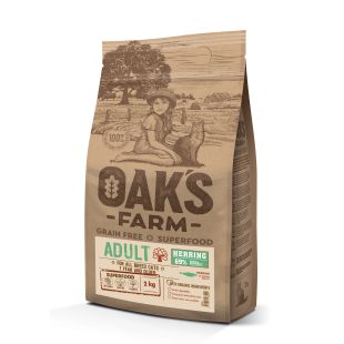 OAK'S FARM Cухой корм для взрослых кошек с селедкой 2 кг