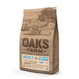 OAK'S FARM Cухой корм для взрослых собак всех пород с рыбой 12 кг