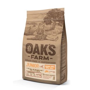 OAK'S FARM Cухой корм для молодых собак мелких пород с лососем 6.5 кг