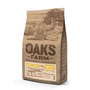 OAK'S FARM Cухой корм для молодых щенков мелких пород с лососем 2 кг